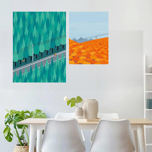 小清新客厅壁画独立画师风景画动漫彩铅喷绘情侣餐厅卧室挂画