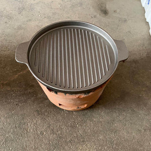 一人食烤盘瓦片烧烤木炭火锅炉 老式小炉子涮烤肉碳炉烧烤盘 家用