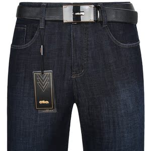 老爷车 男士牛仔裤秋冬款直筒宽松商务休闲男装长裤子厚款棉中年