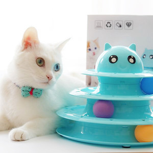 猫玩具转盘球三层圆形猫转盘宠物猫咪玩具球套装小猫幼猫逗猫棒