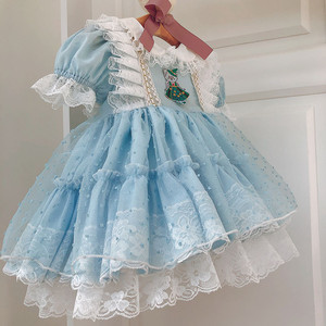 女童西班牙风蕾丝公主裙宝宝洛丽塔蓬蓬裙娃娃裙六一生日礼服裙子