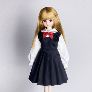 30厘米芭比娃娃衣服校服制服学院风连体百褶裙心怡可儿桃子ob可穿