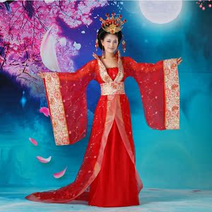 新款女唐装汉服大拖尾皇后贵妃装里宫廷公主舞台演出服套装拍照服