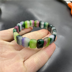 四海玉器 新款彩色玉手排 五彩玉石手串 手链
