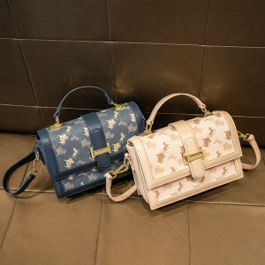 koko 真皮气质手提包小方包百搭新款印花包包岳亮2011062858