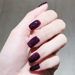 爆闪碎钻深葡萄紫红色系指甲油免烤细闪学生美甲女全套装快干持久