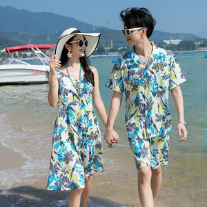 海南岛服情侣装小个子连衣裙三亚穿搭海边男沙滩套装泰国旅行拍照