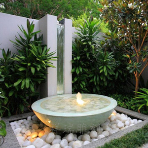 石雕欧式喷水钵庭院大理石头流水盆喷泉景观水池户外园林装饰摆件