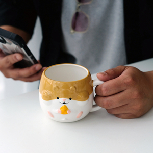 w1962日本新品陶瓷手绘卡哇伊仓鼠胖胖马克杯情侣对杯