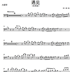 流行曲 《遇见》 孙燕姿 大提琴独奏谱 钢琴伴奏谱 伴奏音频