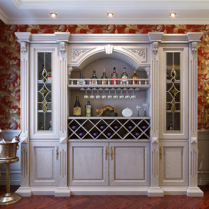 欧式仿古白酒柜玻璃门靠墙储物柜子美式水曲柳装饰柜珠宝展柜定制