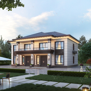 2177二层农村兄弟双拼自建房图纸带阳台新中式联排别墅195平砖混