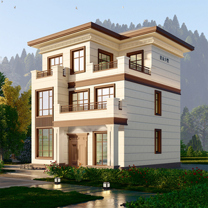 3073三层新中式小别墅设计图纸两间9x11米经济型90平方农村自建房