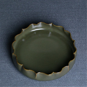 龙泉青瓷 黄柯蟹壳青全手工壶承 名窑蟹壳清壶承杯托功夫茶道具