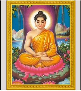 新款5d魔方钻石画佛像十字绣南无释迦牟尼佛菩萨树下人物挂画供奉