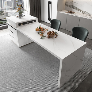 轻奢岩板岛台餐桌一体导台厨房中岛台现代多功能大理石吧台面定制