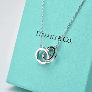 香港代购tiffany蒂芙尼925纯银项链双环吊坠锁骨链情侣款女友礼物
