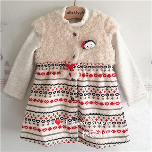 韩版阿路儿童装女童宝宝冬款加绒长袖T恤打底衫背心裙两件套装