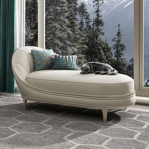 美式卧室贵妃榻现代简约客厅阳台美人榻飘窗床边躺椅轻奢真皮太妃