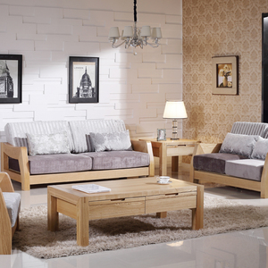 水曲柳实木三人沙发