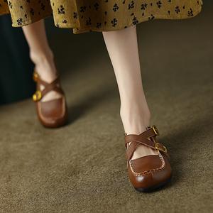 森女系鞋子真皮