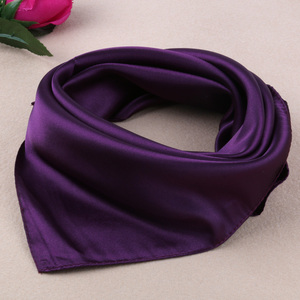 深紫色素色单色纯色丝巾夏季男女士韩版围巾公司统一工装职业方巾