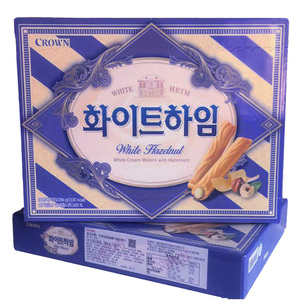 韩国进口零食crown可拉奥奶油夹心蛋卷284g克丽安榛子瓦威化饼干