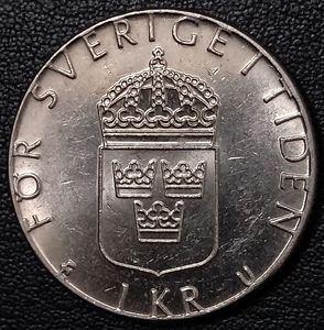 瑞典1983年1克朗铜镍币,25mm,三幺幺外国硬币收藏,欧洲钱币