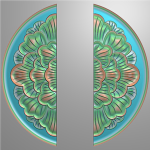 衣柜门 门边圆牡丹花草拉手 圆花精雕图 浮雕图支持定制各类图纸