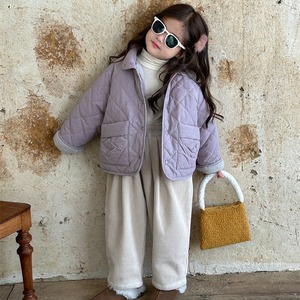 女童棉服2023冬季新款韩版洋气中小童羊羔绒绗线棉衣外套翻领棉袄