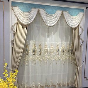 客厅窗帘遮光高档大气法式轻奢卧室窗帘布2021年新款欧式纱冰丝纹