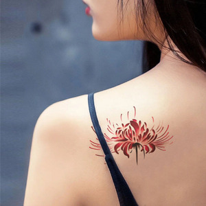 彼岸花纹身贴曼珠沙华防水女持久韩国仿真小清新可爱性感锁骨花臂