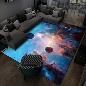 创意宇宙星空主题电竞房装饰地毯客厅卧室直播间水晶绒地毯可定制