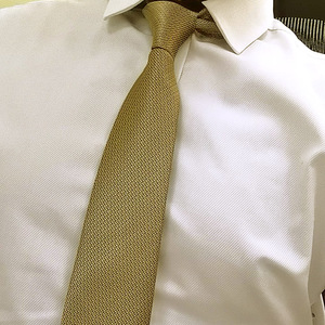 我爱我家领带 新款 中介房产男士领带拉链免打懒人领带 金色领带