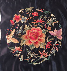 特价纯手工刺绣老绣片牡丹花京绣绣片苗绣老绣片传统刺绣绣片团花