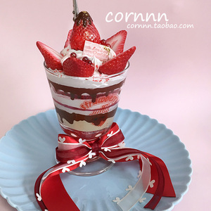 cornnn手工制作巧克力草莓鲜奶巴菲圣代杯便签夹摆件