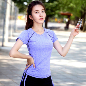 速干上衣女短袖夏季宽松瑜伽t恤训练跑步衣服运动套装专业健身服