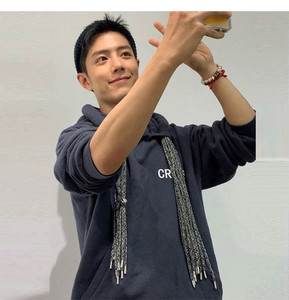 肖战同款卫衣脏辫多绳子衣服宽松连帽加绒套头上衣男女情侣外套