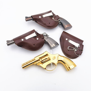 金属皮套左轮玩具枪儿童玩具小手枪合金仿真模型带皮套钥匙扣枪套
