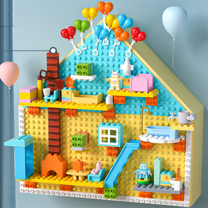 空中飞屋大颗粒积木墙壁挂式儿童房屋上墙益智拼装玩具兼容乐高