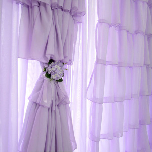 窗帘紫色浪漫紫布置梦幻客厅卧室公主风欧式纱帘小短半网帘门沙帘