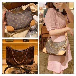 代购 lv/路易威登女包 boulogne 老花链条牛角包单肩斜挎包m45832