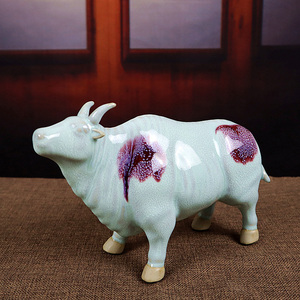 禹州钧窑五牛图商务礼品办公室台面摆件钧瓷大宋官窑同款五牛纳祥