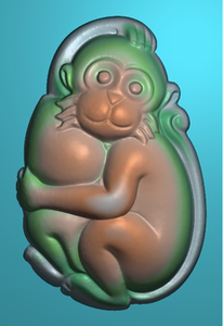 新款猴子抱桃动物精品吊坠玉雕电脑精雕图灰度图jdp浮雕挂件摆件