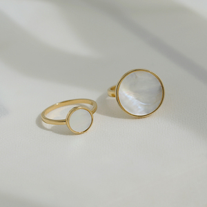法国18k厚包金注金不褪色夏日清新白贝母戒指 轻奢小众法式通勤女