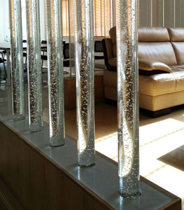 精磨白色透明圆柱水晶柱 隔断 玄关 玻璃柱 水晶精磨气泡柱70直径