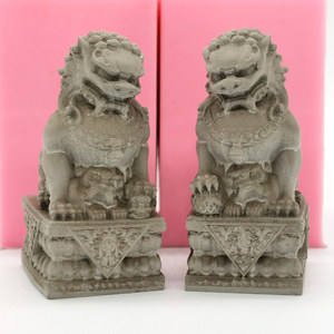 大小子母狮子硅胶模具 一对狮子硅胶模具 滴胶水泥石膏硅胶模具