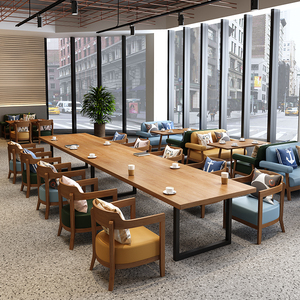 休闲咖啡厅桌休息区洽谈网红卡座甜品奶茶饮品店双人沙发桌椅组合