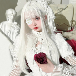 lolita假发女长发空气刘海全头套式2021年新款时尚cos白色长直发