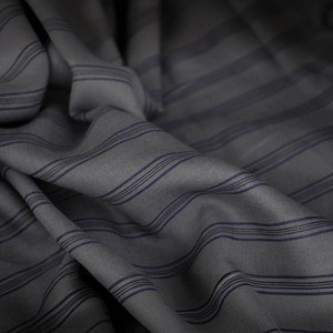 意大利进口薄款蓝灰底蓝灰竖条纹编织细腻纯亚麻面料设计师布料